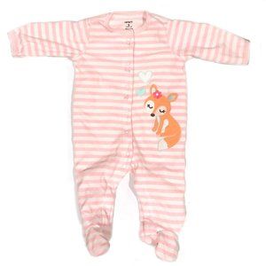 Carter's One-Piece Footed Fleece Pajamas - Love Fox - Girls 6m